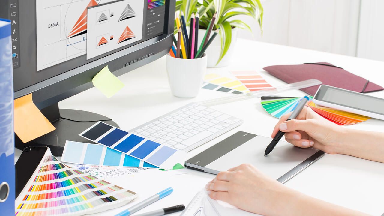 Designer creating brand identity