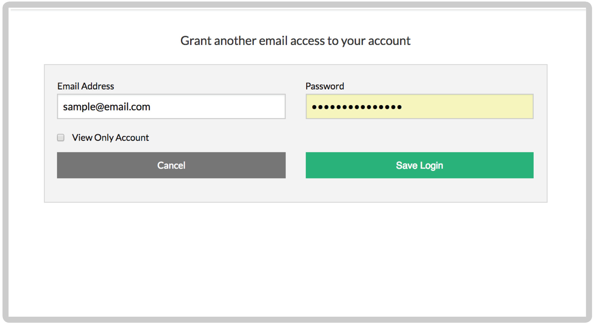 Secure login screen